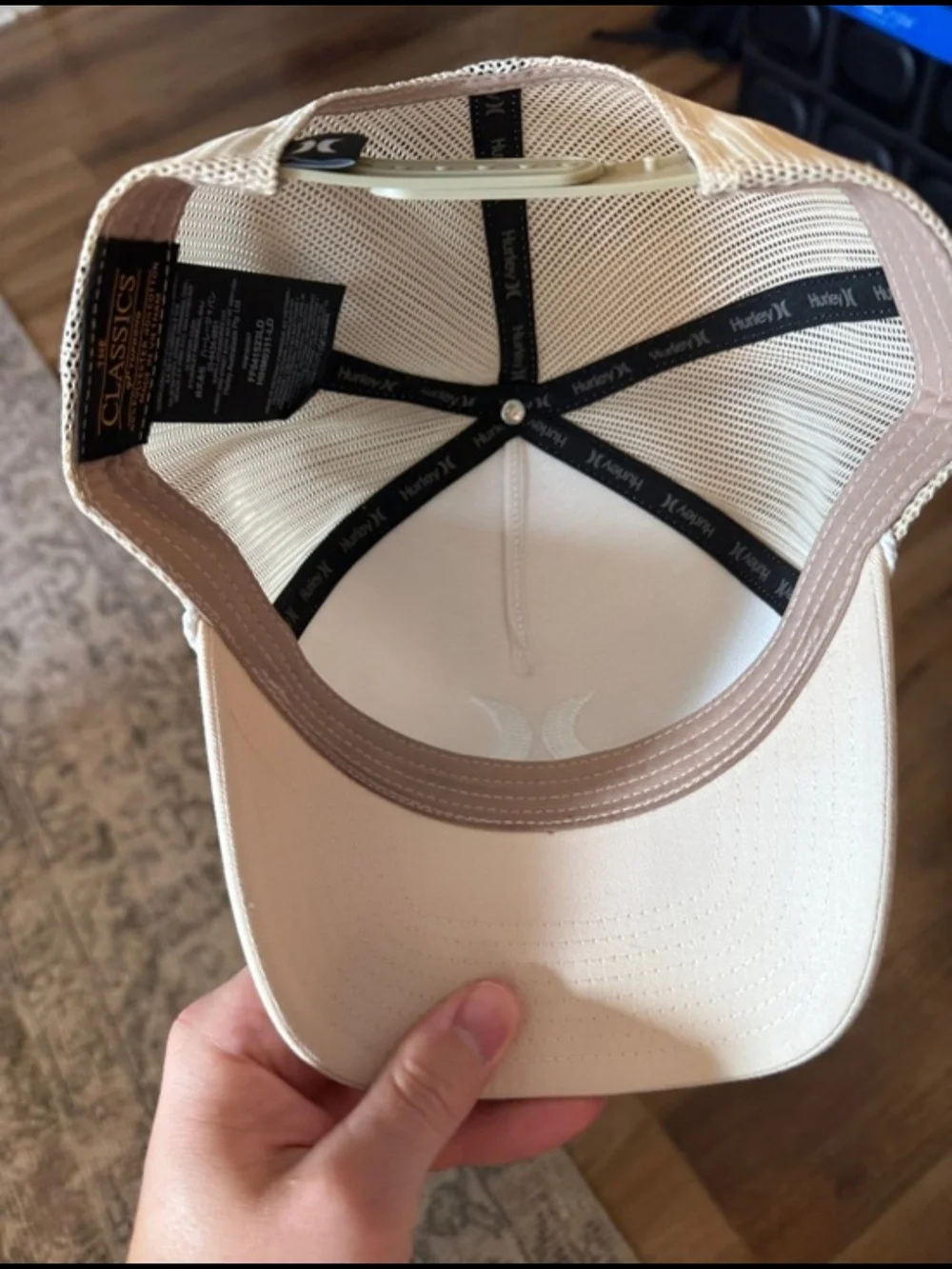 Hurley Beige Trucker Hat with White Logo